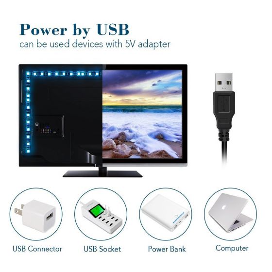 USB RGB 1M / 3M TV Back Light LED Strip Lights iu