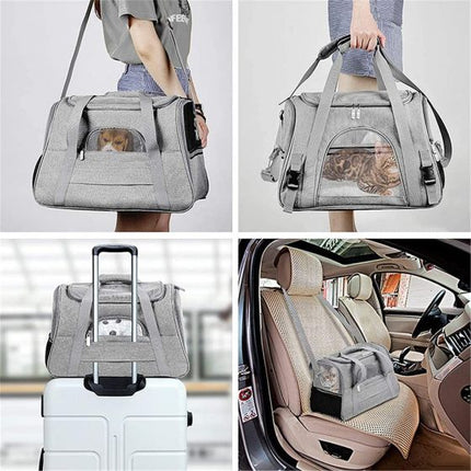 Cat Carrier Bag Portable Foldable Dog Transport Bag Breathable Cat Transport Cage with Comfortable Mattress for Travel Outdoor Kitten Rabbit Guinea Pig Dog (Gray) jghjghjgj
