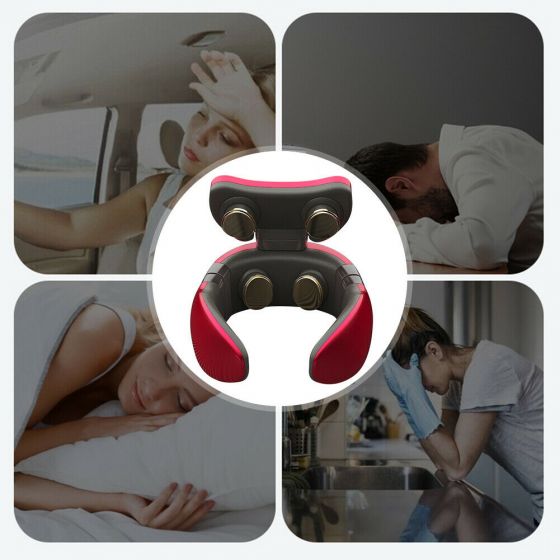 4D Magnetic Therapy Electric Neck Massager Cervical Stimulator USB Charging jj