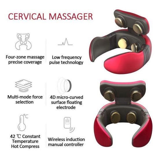 4D Magnetic Therapy Electric Neck Massager Cervical Stimulator USB Charging jkljkljkl