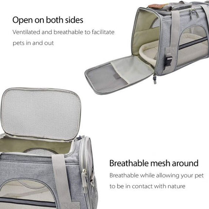 Cat Carrier Bag Portable Foldable Dog Transport Bag Breathable Cat Transport Cage with Comfortable Mattress for Travel Outdoor Kitten Rabbit Guinea Pig Dog (Gray) jlkljkljkl