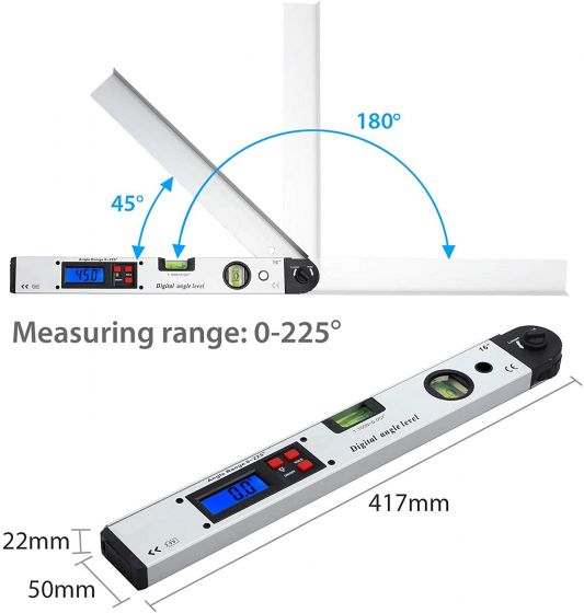 Digital Angle Finder with Pouch 400mm/16 inch Angle Ruler with Spirit Levels Backlit LCD Tool for Roofing Engineering l_cd76c6db-52cc-4700-b555-f16ee5597d54