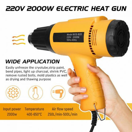 2000W Electric Heating Hot Air Heat Gun Tool 400-650â„ƒ Temperature with Nozzles rdrdrdr