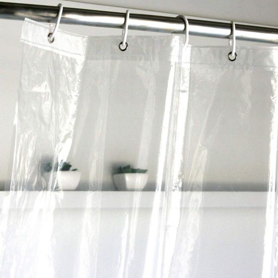 Clear Shower Curtain Waterproof White Plastic Bath Curtain With Hook 90X200CM reretretretret