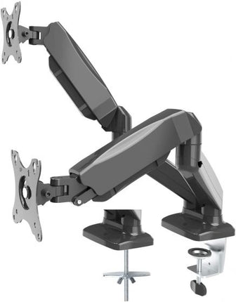 Dual Height Adjustable Monitor Stand Desk Mount for 2 LCD Computer Flat Screens, VESA 75 and 100 Fits 22, 23, 24, 27 Inch rt4e543543