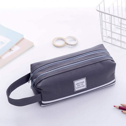 Pencil Bag Portable Office Stationery Makeup Bag School Supplies for Students Teen Storage Organizer Gift (Grey) rty546456_1