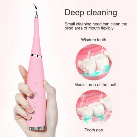 Electric Dental Scaler Tartar Calculus Plaque Remover Tooth Stains Cleaner Tool USB Powered