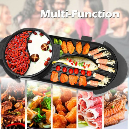2-in-1 Electric BBQ Grill Non-Stick Teppanyaki Hot Plate Pan Steamboat Hotpot s-l1600_11__4_1