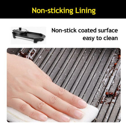 2-in-1 Electric BBQ Grill Non-Stick Teppanyaki Hot Plate Pan Steamboat Hotpot s-l1600_15__1_3