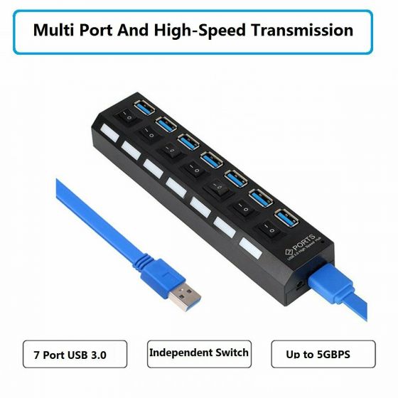 7-Port High Speed USB 3.0 Hub without Power Adapter and Individual On/Off Switches for MacBook s-l1600_4__22_5