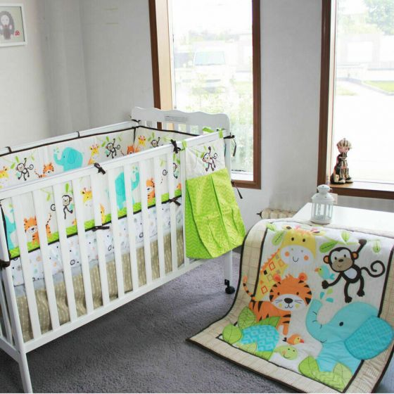9PCS Zoo Animal Theme Crib Bedding Set Baby Boys Nursery Bedding Set s-l1600_58_1