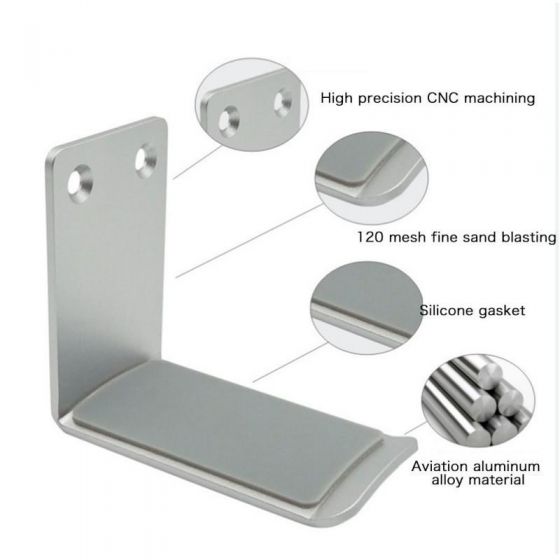 Headphone Holder Aluminum Headset Hanger Under Desk Headphone Stand Wall Mount Hanger for Most Headphone (Silver) sdbf