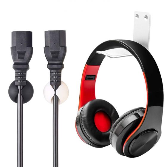 Headphone Holder Aluminum Headset Hanger Under Desk Headphone Stand Wall Mount Hanger for Most Headphone (Silver) sdf_4_6