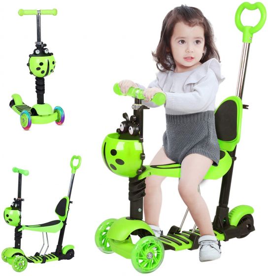 5-in-1 Kids Scooter: Adjustable Seat, Push Handle, LED Wheels