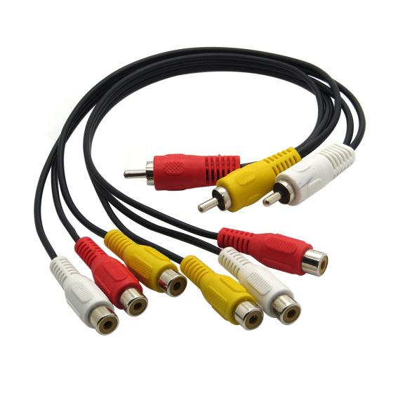 25cm 3 RCA Male Plug to 6 RCA Female Jack cable sdfmds