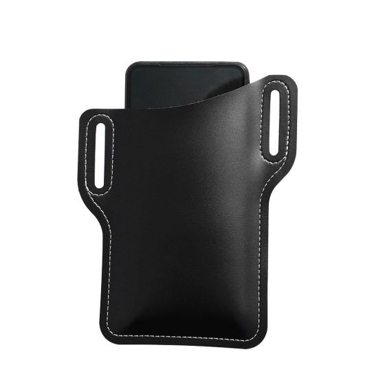 Men Cellphone Belt Bag Retro Design Mobile Phone Waist Leather Storage Pouch Holder Pouch, Black treret