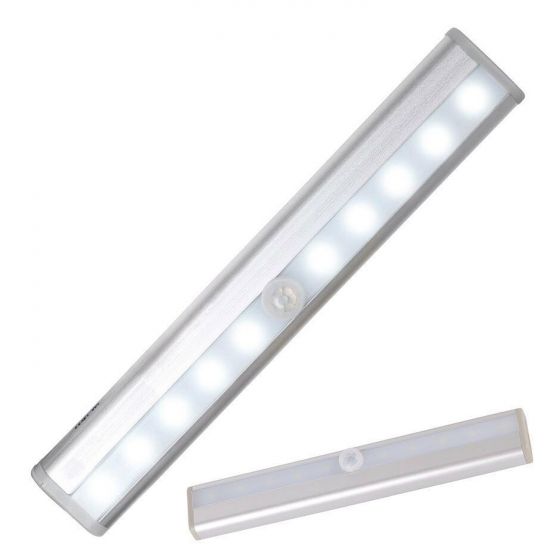 LED Motion Sensor Light 10LED Wireless Rechargeable PIR Night Light Bar with Stick-on Magnetic Strip and adhesive for Stairs, Drawer, Wardrobe, Washroom - 19CM (Cool White) untitled-20_1
