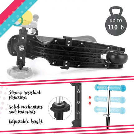 5-in-1 Kids Scooter, 3 Wheels Scooter Kick Scooter with Adjustable Removable Seat and Push Handle with Flashing Led Light Up Wheels untitled-2sdf4