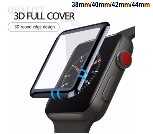 Compatible iWatch 3D Full Screen Tempered Glass - 38mm/40mm/42mm/44mm (Black) untitled_3_1