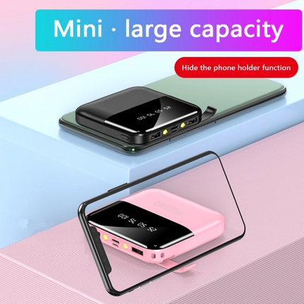 Mini 10000mAh Power Bank Micro Type C Portable Dual USB For cell phone with Flashlight - Black untitledretertretet