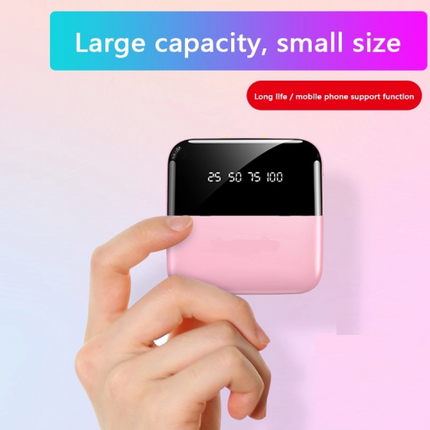 Mini 10000mAh Power Bank Micro Type C Portable Dual USB For cell phone with Flashlight - Black untitledwewqewqeqwe