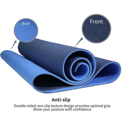8mm TPE Yoga Dual Layer Mat Eco Friendly Exercise Fitness Gym Pilates wrrw42