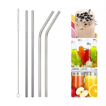 4 Drinking Straws + 1 Straw Cleaner Brush yi
