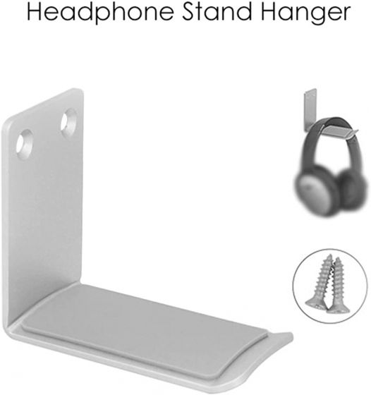 Headphone Holder Aluminum Headset Hanger Under Desk Headphone Stand Wall Mount Hanger for Most Headphone (Silver) ytu